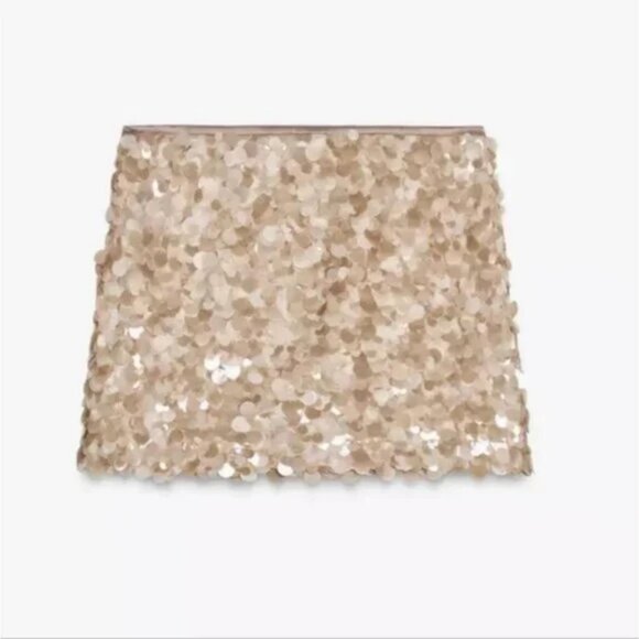 ZARA SEQUIN MINI SKIRT - Picture 3 of 4